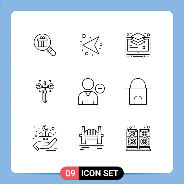 Editable Vector Design Elements 모니터하기 Grid Vector Outlines — 스톡 벡터