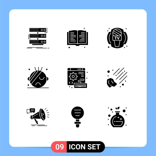 Modern Készlet Solid Glyphs Pictograph Billentyűzet Digitális Eszköz Orvosi Egészségügyi — Stock Vector