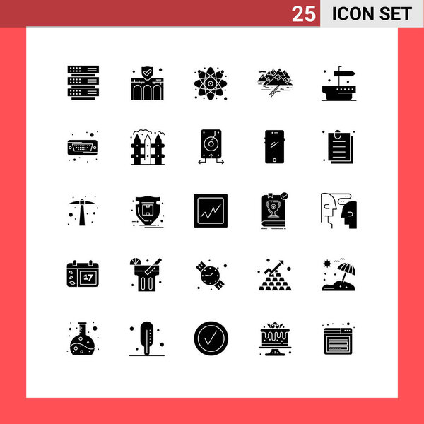 25 Creative Icons Modern Signs and Symbols of crack, landscape, property, hill, science Editable Vector Design Elements
