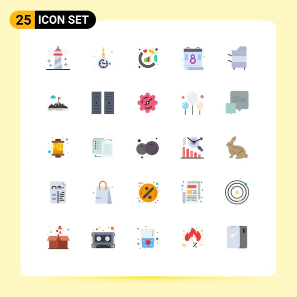 Universal Icon Symbols Group Cores Planas Modernas Copiadora Dia Jóias — Vetor de Stock