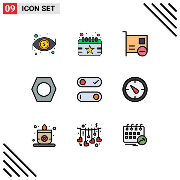 2014 Mobile Interface Filledline Flat Color Set Pictograms Switch Tools — 스톡 벡터