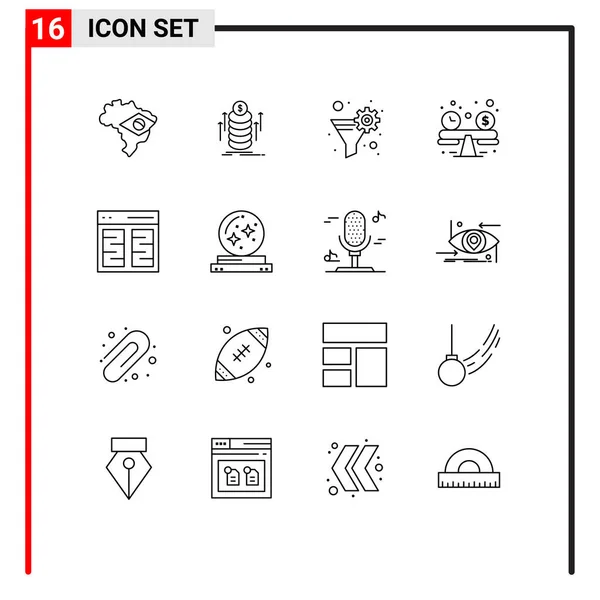 Stock Vector Icon Pack Line Signs Symbols Interface Communication Filter — 스톡 벡터