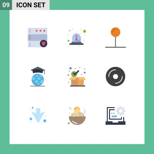 Set Van Vector Flat Colors Grid Voor Pakket Checkmark Coördinaat — Stockvector