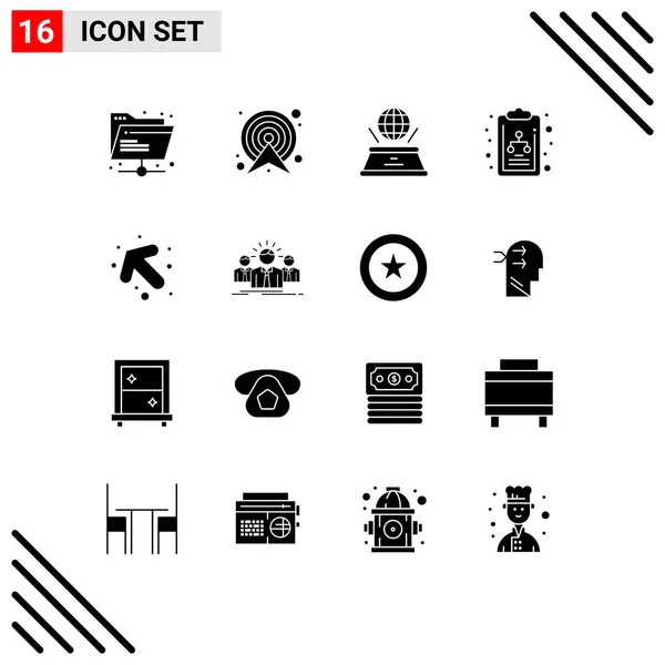 Universal Icon Symbols Group Modern Solid Glyphs Organization Chart Route — Stock Vector