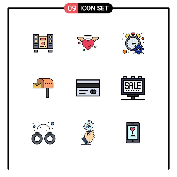 Conjunto Ícones Modernos Símbolos Sinais Para Cartão Caixa Contador Caixa —  Vetores de Stock