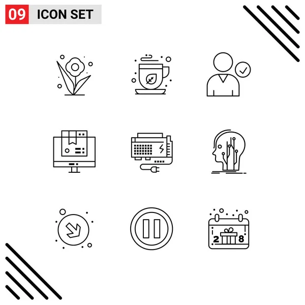 Stock Vector Icon Pack Líneas Signos Símbolos Para Batería Valentín — Vector de stock