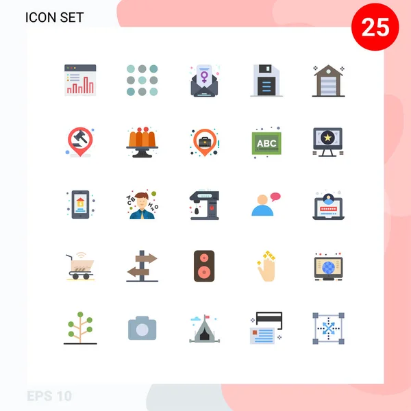 Set Modern Icons Symbols Signs Real Estate Feminism Chat Building — Stock Vector