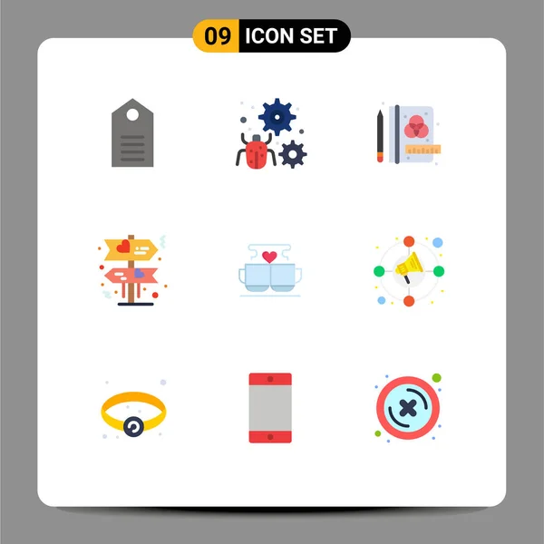 现代标志的用户界面平面色彩包和咖啡 文具可编辑矢量设计元素的符号 — 图库矢量图片