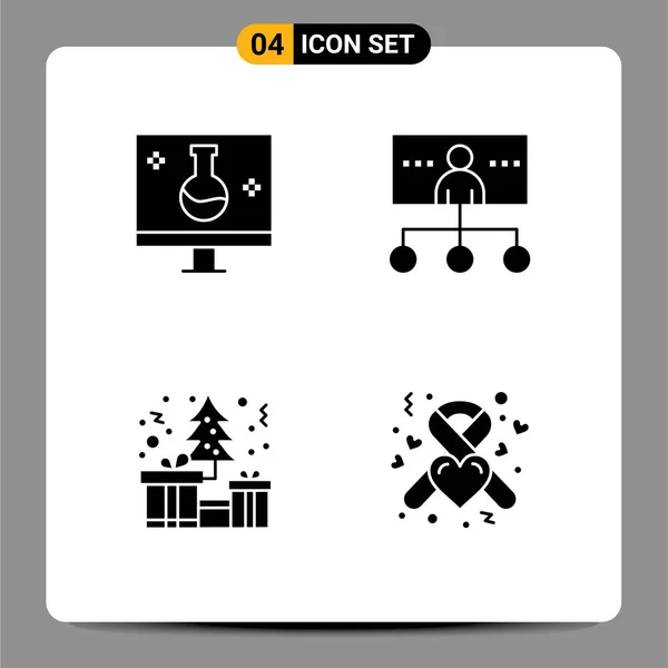 User Interface Pack Basic Solid Glyphs Biology Organisation Echography Hierarchy — Stockový vektor