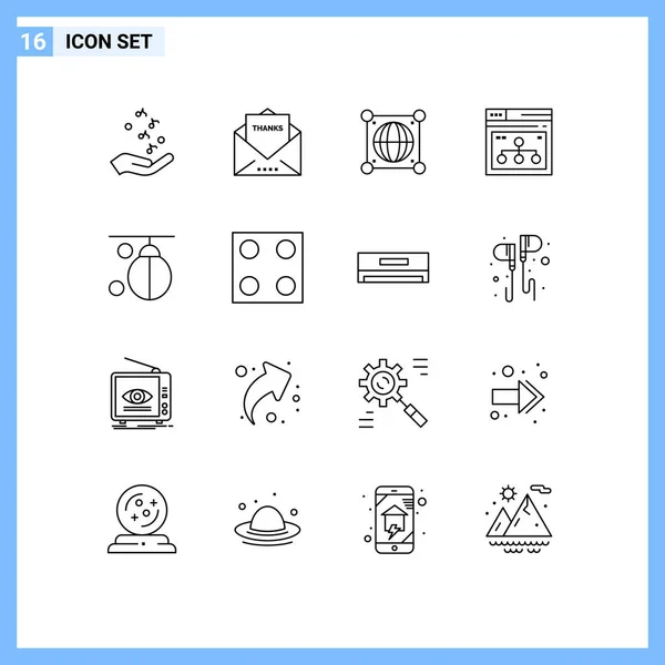 Stock Vector Icon Pack Mit Zeilenzeichen Und Symbolen Für Website — Stockvektor