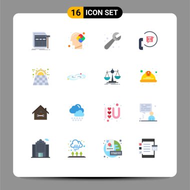 Mobil Arayüz Düz Renk Kümesi 16 Piktogram destek, yardım, bulmaca, bağlantı, sistem Düzenlenebilir Yaratıcı Vektör Tasarım Elemanları