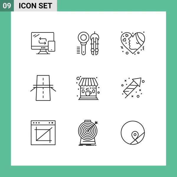 Stock Vector Icon Pack Line Signs Symbols Grid Construction Geometry — Stockový vektor