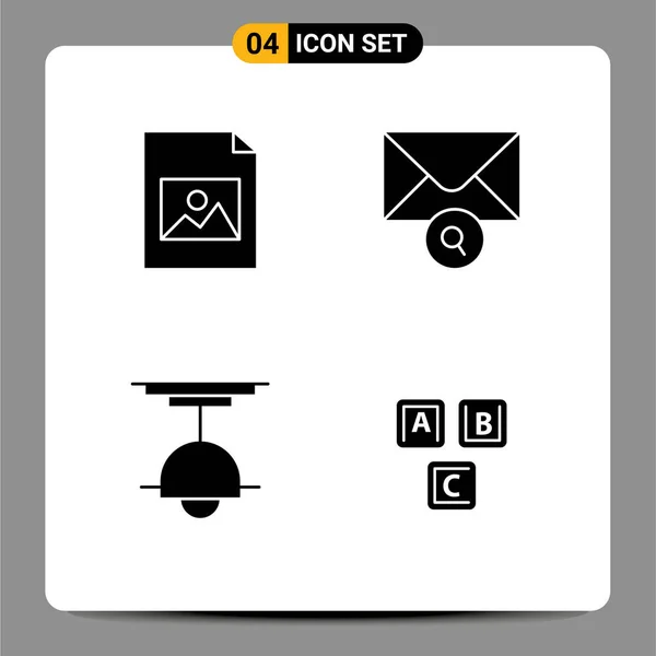 Icônes Créatives Signes Modernes Symboles Document Lampe Courrier Décor Abc — Image vectorielle