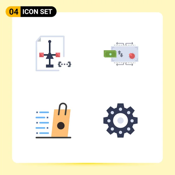 Iconos Planos Vectoriales Temáticos Símbolos Editables Codificación Pagos Documento Flujo — Vector de stock