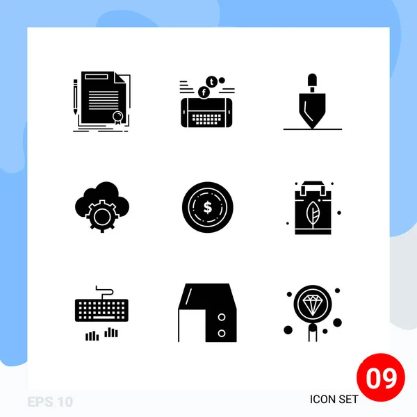 Stock Vector Icon Pack Line Signs Symbols Cloud Cloud Facebook — 스톡 벡터