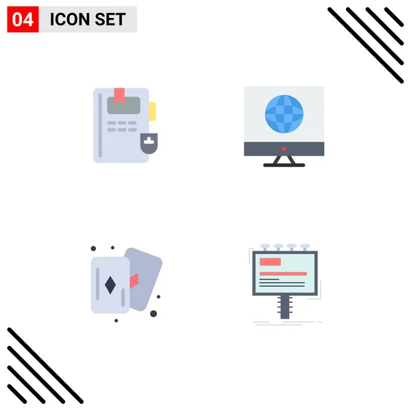 Modern Set Flat Icons Pictograph Book Card Communication Web Advertisement — Stock Vector