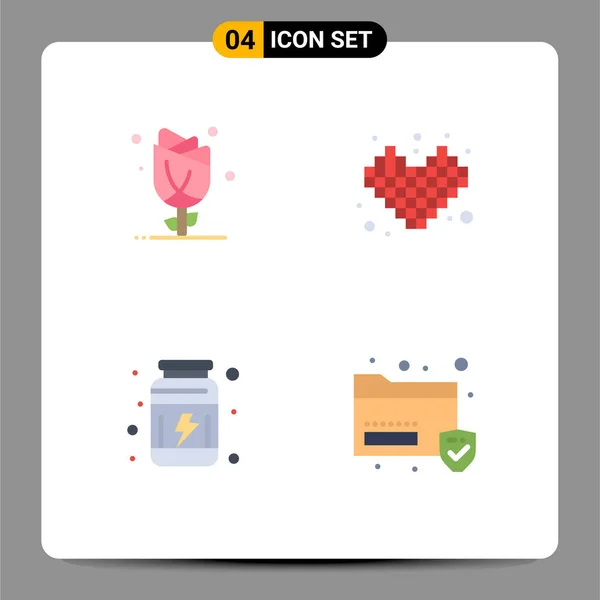 Set Iconos Planos Vectoriales Rejilla Para Flora Gimnasio Naturaleza Juegos — Vector de stock