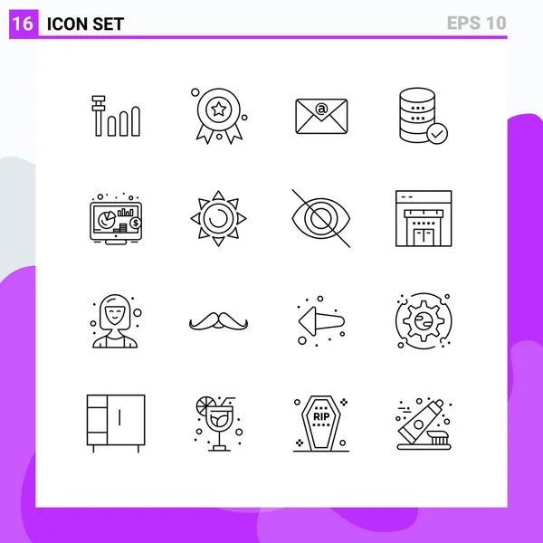 Conjunto Iconos Interfaz Usuario Moderna Símbolos Signos Para Brillar Seo — Vector de stock