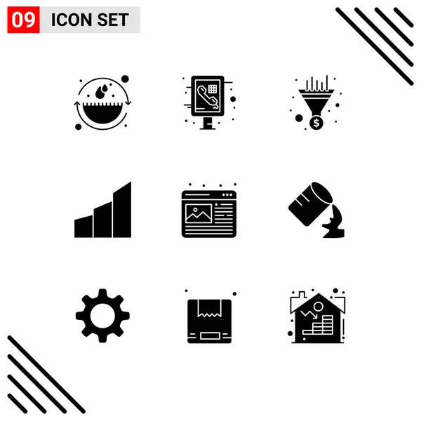 Stock Vector Icon Pack Mit Zeilenzeichen Und Symbolen Für Grafische — Stockvektor