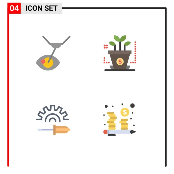 眼科手术 预算可编辑向量设计元件等4个通用符号的平面图标包 — 图库矢量图片