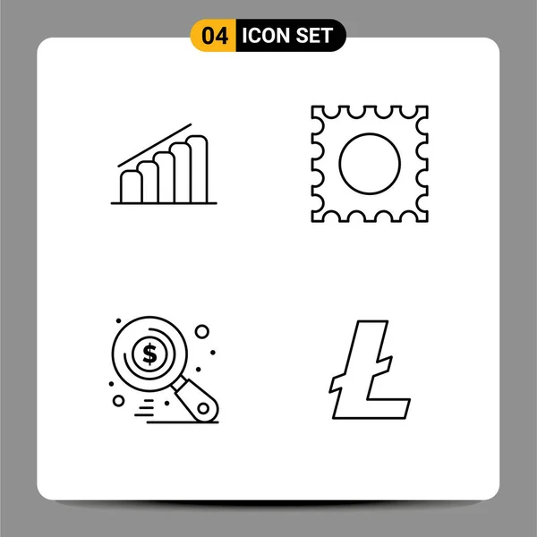 4网站移动和应用程序图表 Seo 加密货币可编辑向量设计元素的行概念 — 图库矢量图片
