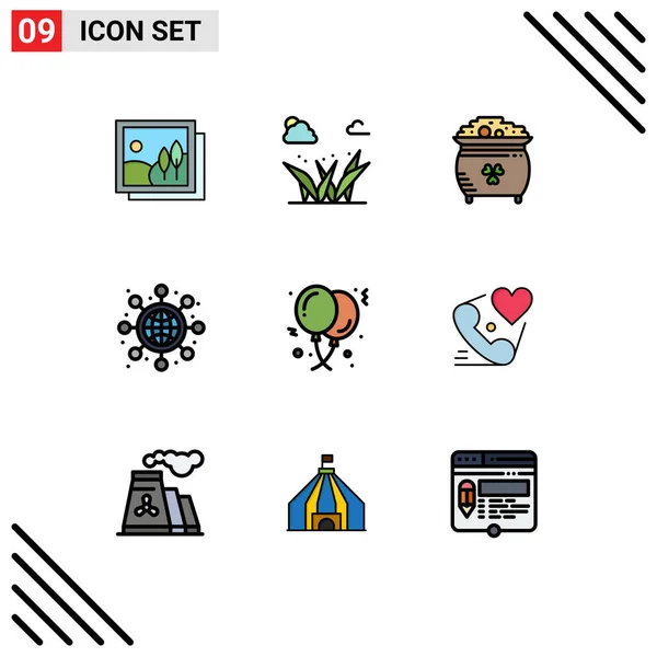 Stock Pack Iconos Vectoriales Líneas Signos Símbolos Para Globo Startup — Vector de stock