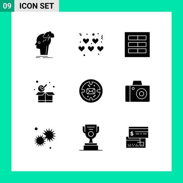 Universal Icon Symbols Group Modern Solid Glyphs Business Parcel Design — Vettoriale Stock