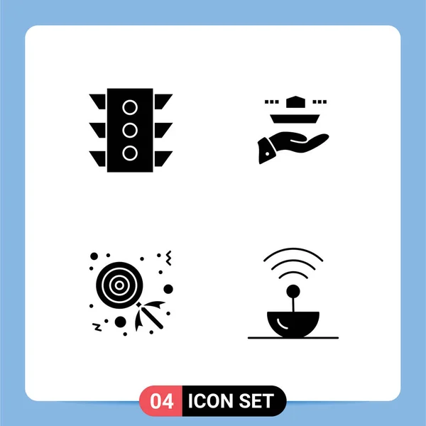 Universal Solid Glyph Signs Symbols Light Dinner Navigation Reurant Dessert — 스톡 벡터