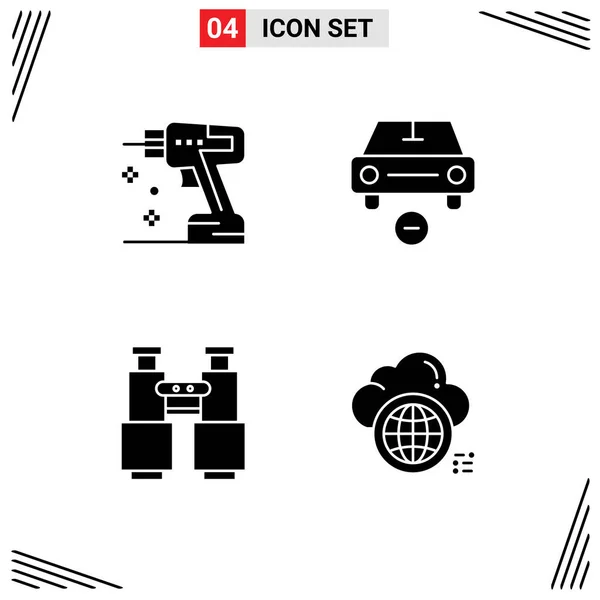 Universal Icon Symbols Group Modern Solid Glyphen Construction Fernglas Werkzeug — Stockvektor