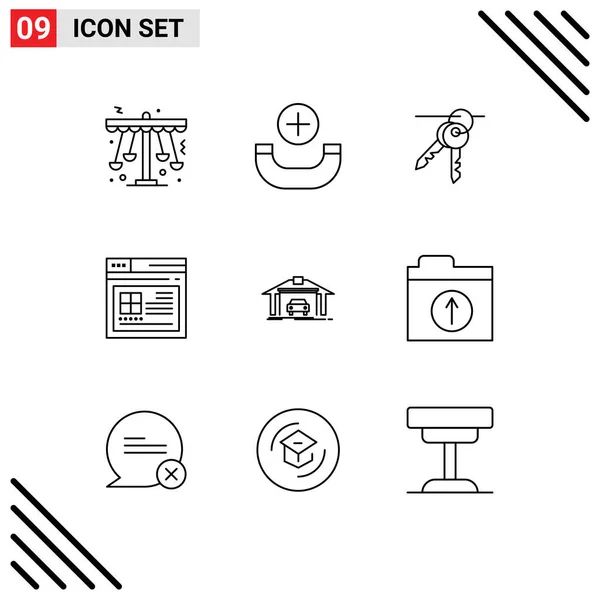 Modern Set Vázlatok Pictograph Épület Weboldal Szálloda Web Internet Szerkeszthető — Stock Vector