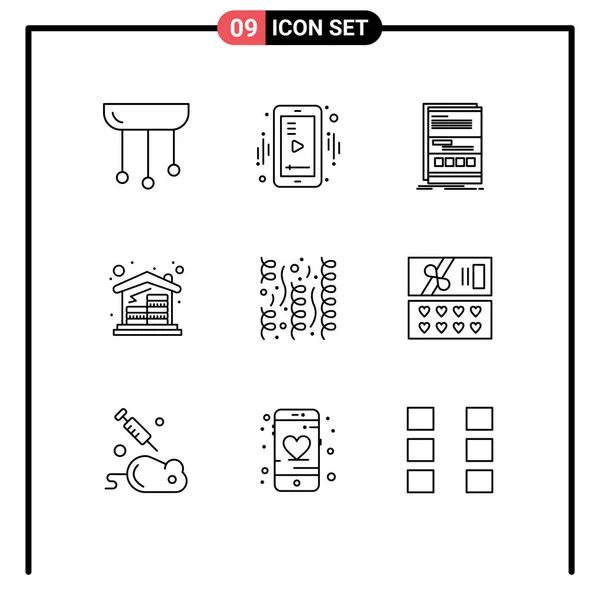 Modern Set Outlines Pictograph Money Home Mortgage Video Coin Page — 스톡 벡터