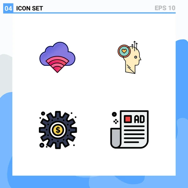 Universal Icon Symbols Group Modern Filledline Flat Colors Cloud Cogs — Vetor de Stock