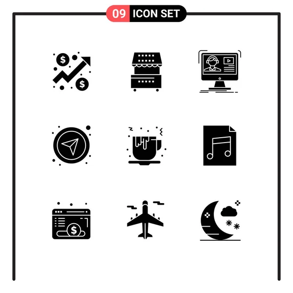 Пакет Интерфейсов Элементов Включающий Себя Графические Символы Ориентиры Еду Компас — стоковый вектор