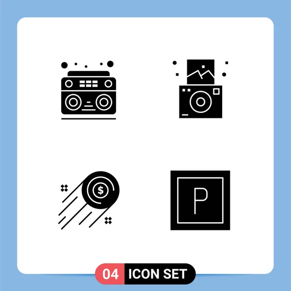 Interface Utilisateur Glyphe Solide Pack Signes Symboles Modernes Audio Croissance — Image vectorielle