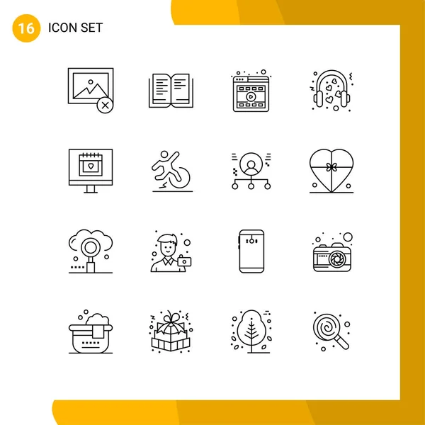 Stock Vector Icon Pack Signos Línea Símbolos Para Amante Calendario — Vector de stock