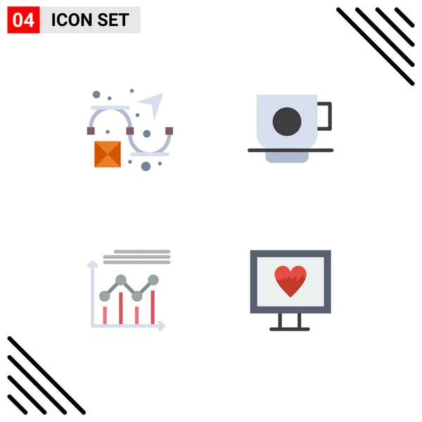 Flat Icon Concept Websites Mobile Apps Creative Graph Business Finance — Stock Vector