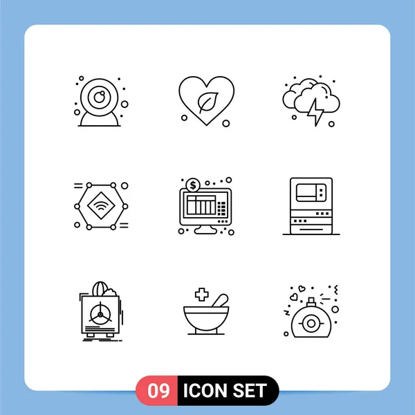 Stock Vector Icon Pack Signos Línea Símbolos Para Internet Wifi — Archivo Imágenes Vectoriales