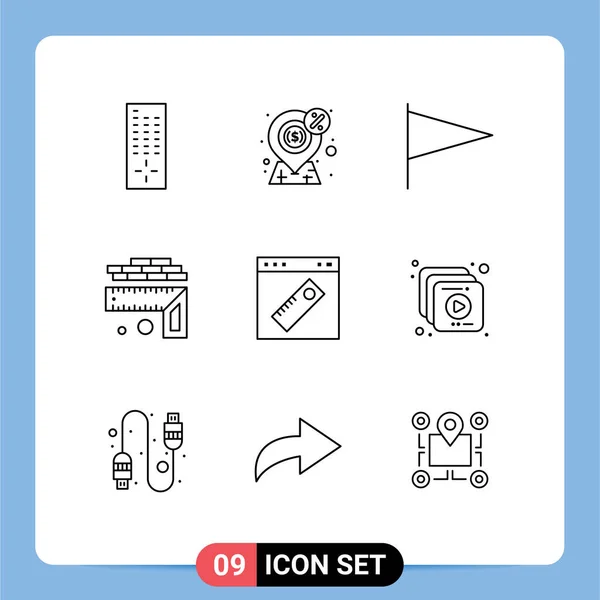 Stock Vector Icon Pack Mit Zeilenzeichen Und Symbolen Für Werkzeug — Stockvektor