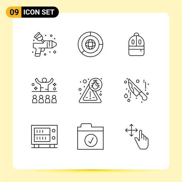 Universal Icon Symbols Group Modern Outlines Bug Motivation Bag Lecture — 스톡 벡터