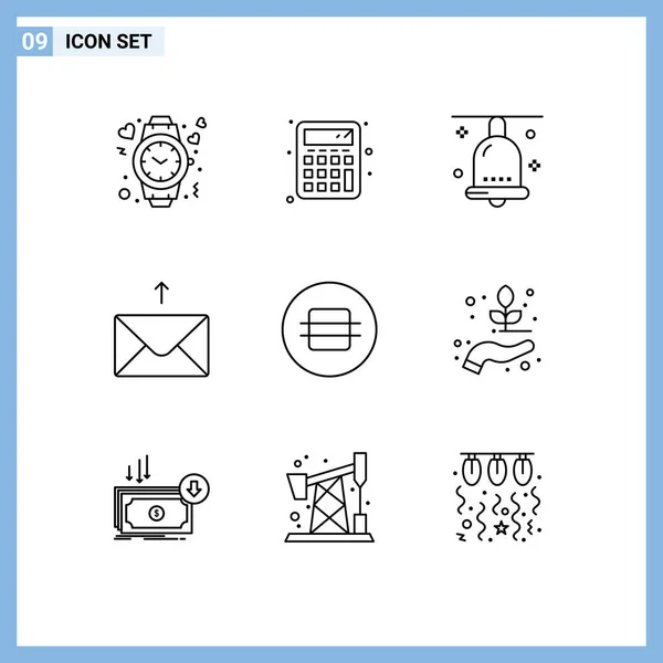 Universal Icon Symbols Group Modern Outlines Eat Send Bell Message — Stockový vektor
