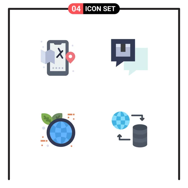 Thematic Vector Flat Icons Editable Symbols Mobile Earth Day Map — Stock Vector