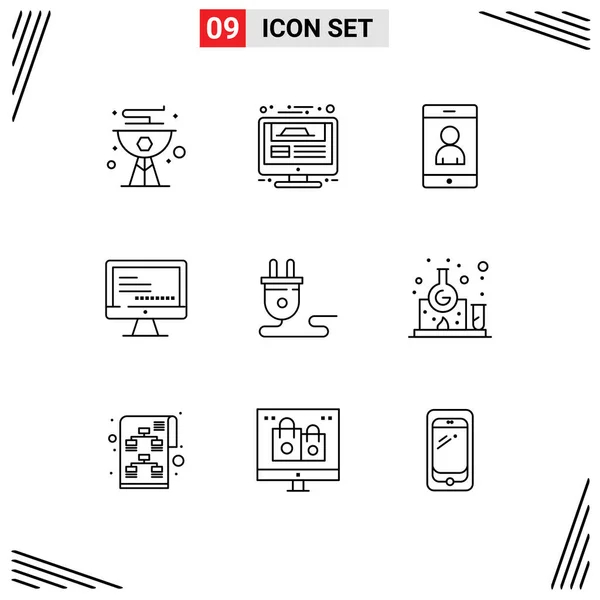 Conjunto Iconos Interfaz Usuario Moderna Símbolos Signos Para Eléctricos Texto — Vector de stock