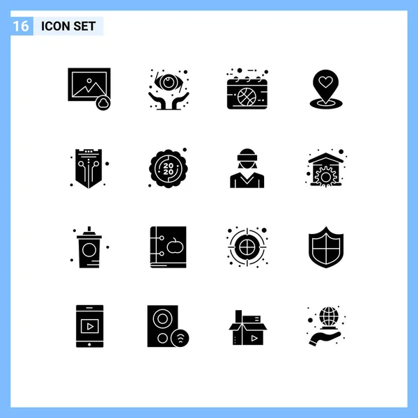 Universal Icon Symbols Group Modern Solid Glyphs Network Heart Game — Stock Vector