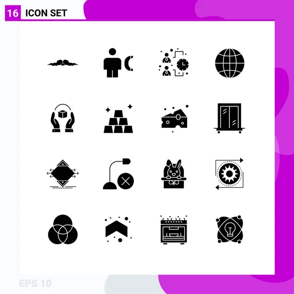 2014 Mobile Interface Solid Glyph Set Pictograms Design Globe Human — 스톡 벡터