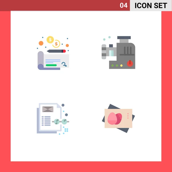 Set Von Vector Flat Icons Grid Für Cheaque Content Management — Stockvektor