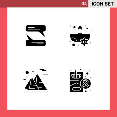 Sohbet, doğa, aroma, çiçek, seyahat edebilen vektör tasarım elementlerinin oluşturduğu 4 adet yaratıcı Katı İşaret Paketi