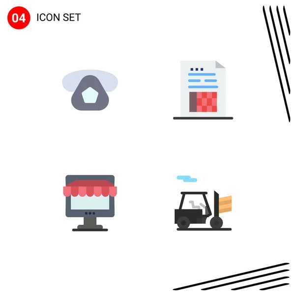 Flat Icon Concept Websites Mobile Apps Mobile Ecommerce Phone Document — Stock Vector