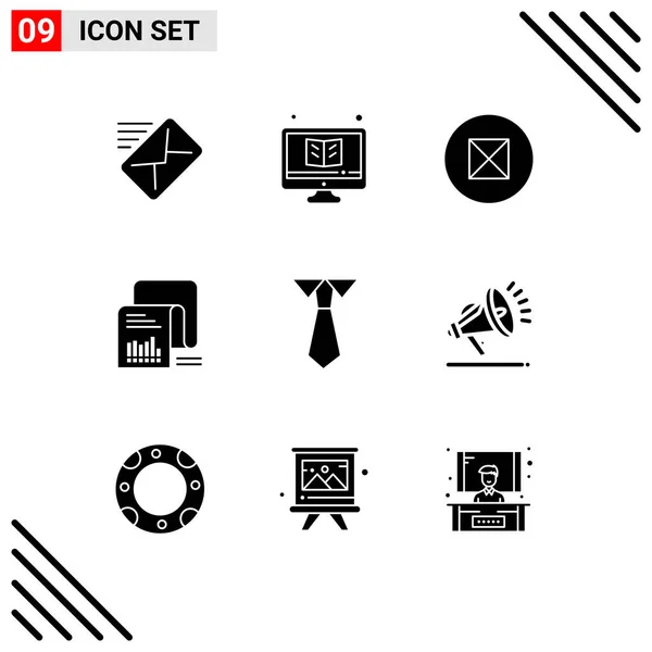 Mobile Interface Solid Glyph Set Pictograms Education List Monitor Documents — Stock Vector