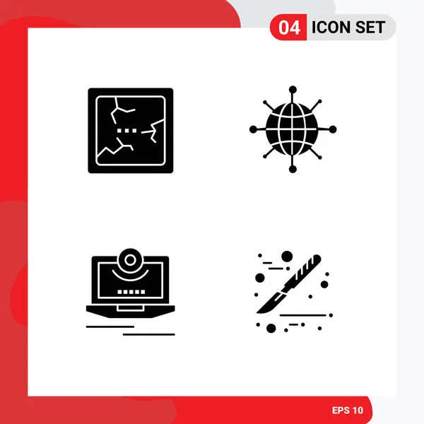 Universal Icon Symbols Group Modern Solid Glyphs Broken Monitor Internet — 스톡 벡터