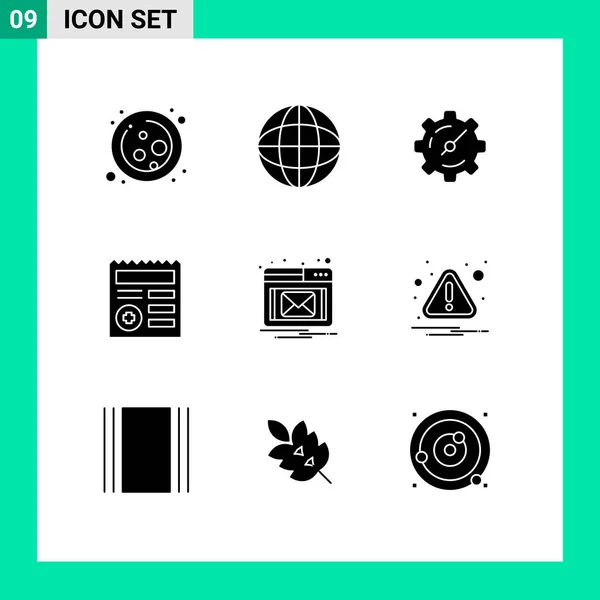 Creative Icons Modern Signs Symbols Alert Notification Setting Email Editable — Stock Vector